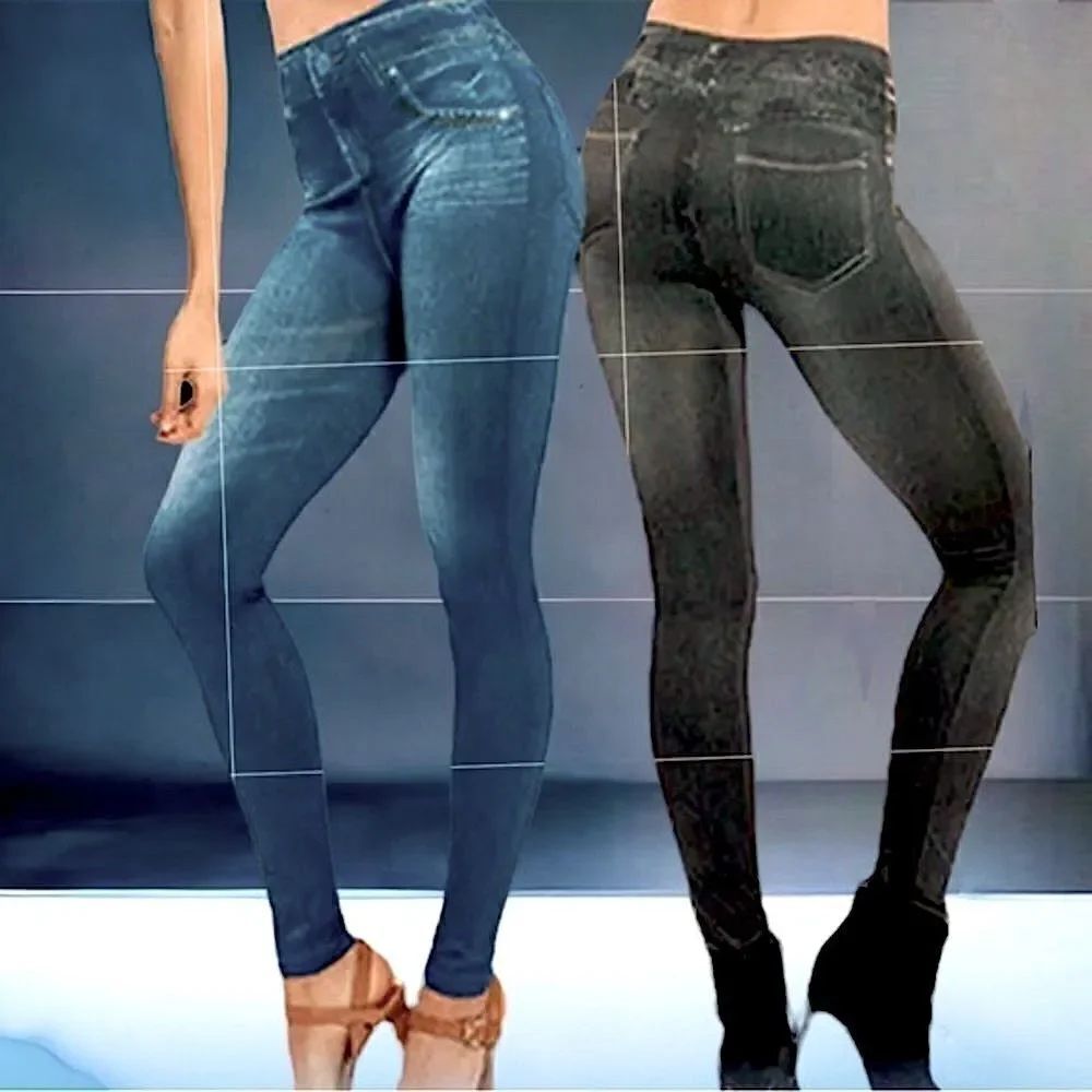 2 pair l Painted on l Jeggings l Blue & Black l New